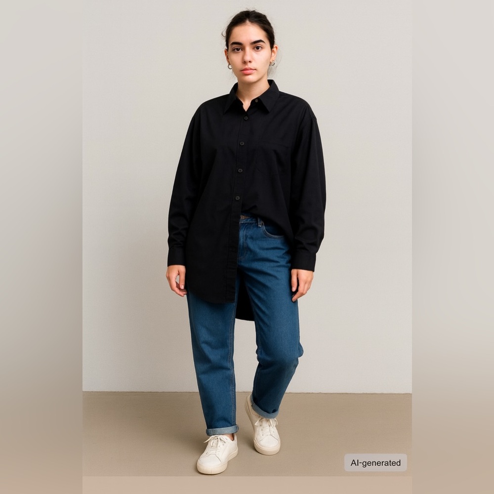 Kaffe Oversized indigo Button Up Shirt Dress Longline Blouse EU 36 US Small